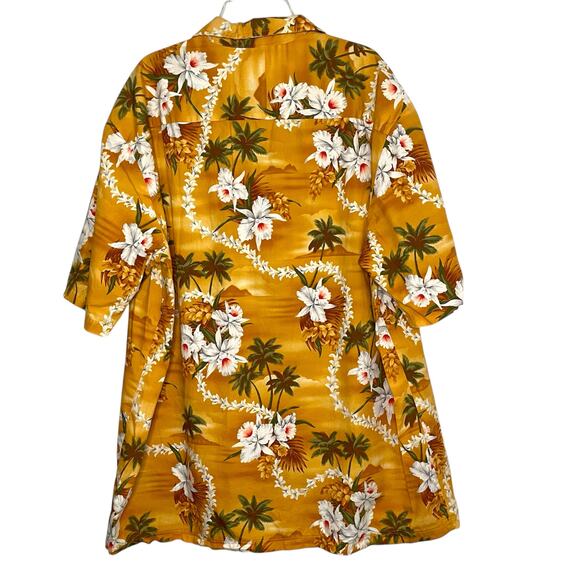 Local Paradise Floral Hawaiian Shirt Mens Size XL Yellow Button Up Vacation - Picture 2 of 7